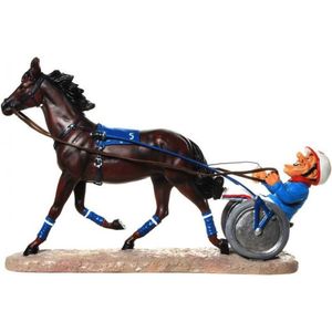 Pikeur met sulky - paard - beeldje – sport – funny sports – warren stratford – 30.5x12x20 cm