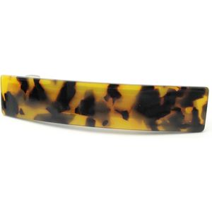 Kunststof haarspeld bruin en zwart met tijgerprint 85x15 mm met french barrette clip