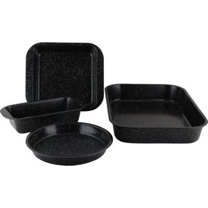 Royalty Line® 4BS Bakvorm Set - 4 Delig Bakvormen - Antiaanbaklaag - Taartvorm - Cakevorm - Bakplaat - Zwart