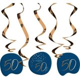 Folat - Hangdecoratie Elegant True Blue 50 Jaar - 5 stuks