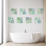Walplus Turkse Mozaiek - Muursticker/Tegelsticker - Groen - 20x20 cm - 12 stuks
