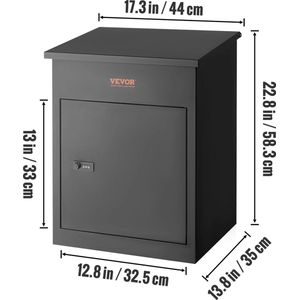 Buylin Pakketbrievenbus - Brievenbus - Pakketkluis - Ontvangstlocker - Postpakketbox - Antidiefstal Mailbox - Muur Gemonteerd - Cijferslot - 44 x 35 x 58 cm - Zwart