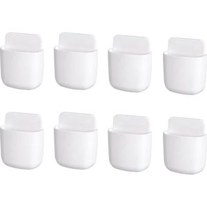 8 stuks afstandsbedieningshouders, organizer, telefoonhouder, wandorganizer, tv-airconditioning, wandhouder, Damage-vrije opbergdoos, mini-opbergdoos voor thuis en op kantoor, wit