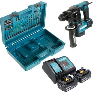 Makita DHR 171 SFX3 accuklopboormachine 18 V 1,2 J SDS-Plus Brushless + 2x accu 3.0 Ah + lader + 65-delige accessoireset + koffer