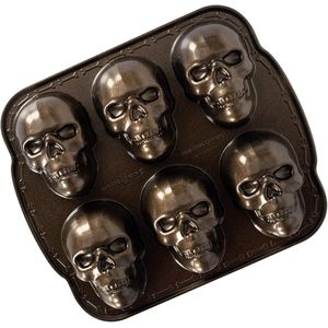 TRANKIELO® - Unieke Doodskop Bakvorm voor Spookachtige Muffins, Aluminium, Brons-