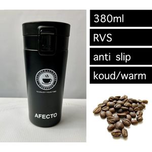 ‎COFFEE TO GO BEKER - ZWART - 380ml - DUBBELWANDIG - RVS