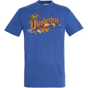 T-shirt Oktoberfest hoed | Oktoberfest dames heren | Tiroler outfit | Carnavalskleding dames heren | Blauw | maat L