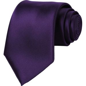 Fako Fashion® - Stropdas - Effen - Satijn - 8cm - 145cm - Donkerpaars