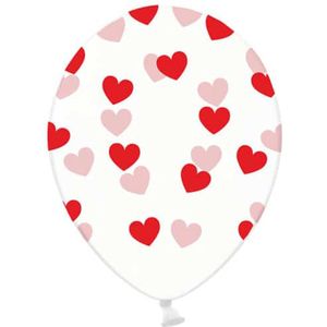 Partydeco - Ballonnen clear hartjes rood 50 stuks