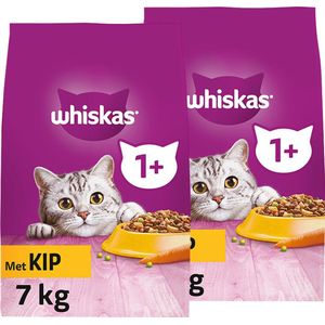 Whiskas 1+ Kattenbrokken droogvoer - Kip - zak 2 x 7 kg