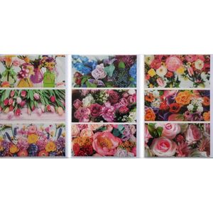 3 Wenskaarten - Zonder Tekst - Bloemen -12 x 17 cm - BLA-302