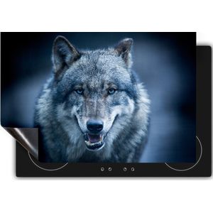 Chefcare Inductie Beschermer Wolvenkop met Blauwe Ogen - Wolf - 95x50 cm - Afdekplaat Inductie - Kookplaat Beschermer - Inductie Mat