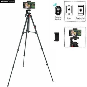 Telefoonstatief Smartphone Tripod met Bluetooth Remote - Statief Deluxe Zwart 135CM - Camerastatief voor Smartphone DSLR Camera