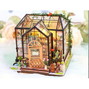 3D Garden House Puzzel met led-verlichting voor Volwassenen, Houten Modelbouwset, Cadeau voor Verjaardag Kerstmis