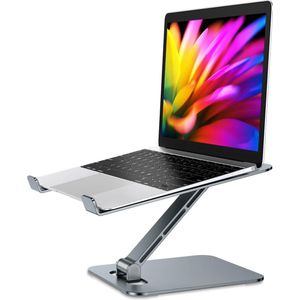 Laptopstandaard In hoogte verstelbare, opvouwbare laptopstandaard van aluminiumlegering Ergonomische, geventileerde laptopstandaard Compatibel met alle laptops van 10-16 inch (grijs)