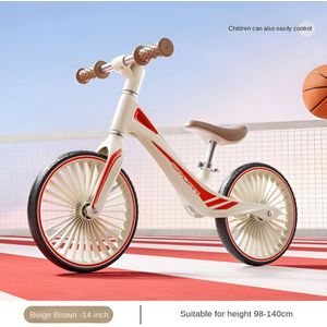 WoYoW® – Loopfiets Alpine 14inch - Stoere Loopfiets voor Kinderen - Luchtbanden - 3 tot 5 jaar - Duurzame Frame - Beige/Rood