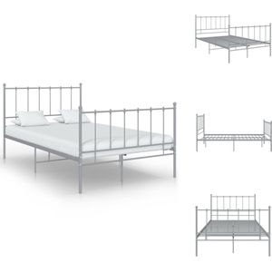 vidaXL Bedframe - Metaal - Grijs - 206 x 125 x 99 cm - Tweepersoons - Montage vereist - Bed
