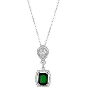 Orphelia ZH-7426/EM - Ketting + Hanger - Zilver 925 - Zirkonia Emerald - 42+3 cm