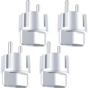 Zwitserland Liechtenstein EU adapterstekker 4 stuks - reisstekker dopsleutel adapter - Zwitserse 3-polige stekker naar 2-polige DE-FR-IT-ES stopcontact (wit) .