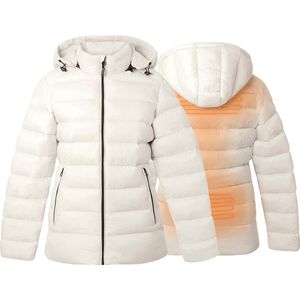 Verwarmde gewatteerde jas - Slim fit voor dames - Met verstelbare kap - Rapid power technologie - taupe