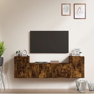 The Living Store Klassieke televisiekastenset - TV-meubel Gerookt Eiken - 2x 57x34.5x40 cm - 2x 40x34.5x60 cm