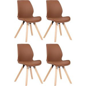 In And OutdoorMatch Stoel Gordon - Bruin - Set van 4 - Kunstleer - Hoge kwaliteit bekleding - Stijlvolle stoel - Luxe uitstraling