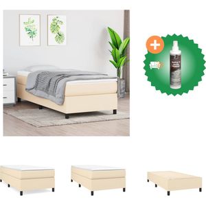 vidaXL Boxspringbed - Pocketvering - Middelharde ondersteuning - Huidvriendelijk topmatras - Multiplex lattenbodem - Crème - 203x100x35 cm - Bed - Inclusief Reiniger