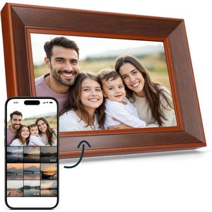 Blissify Digitale Fotolijst 10.1 Inch - HD - Met Wifi & Frameo - IPS Touchscreen - 16GB - Digitaal Fotolijstje - Bruin
