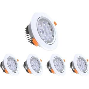 Ronde LED inbouwspot verstelbaar 12W 80 ° (5 stuks) - Wit licht - Overig - wit - Pack de 5 - Wit Neutre 4000K - 5500K - SILUMEN