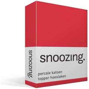 Snoozing - Topper - Hoeslaken  - Eenpersoons - 90x220 cm - Percale katoen - Rood