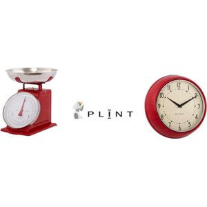 Retro Plint Set - Keukenweegschaal - Wandklok - Retro - Plint - Rood