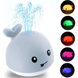 RyC Toys walvis badspeelgoed -grijs | Sensorisch Badspeelgoed | Badspeeltje - Lichtgevend - Sensor Fontein - Bad - Water - Zwembad - Baby - Peuter - Kleuter - LED