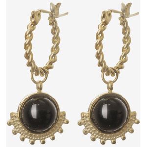 Essenza Black Stone Earrings Gold