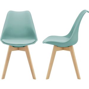 en.casa - Dubrovnik - Eetkamerstoel - Mint - Kunstleer - Set van 2