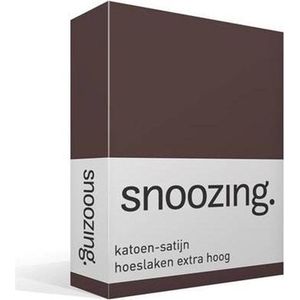 Snoozing - Katoen-satijn - Hoeslaken - Eenpersoons - Extra Hoog - 90x210 cm - Bruin