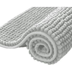 badmatten voor badkamer, extra zacht en waterabsorberend, antislip, perfect pluche tapijt, matten voor badkuip, douche (50 x 80 cm, lichtgrijs)