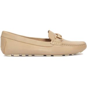 Leather moccasins with metal buckle