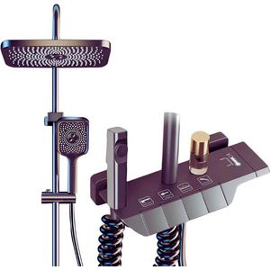 Complete Regendoucheset RVS – Vierkante Hoofddouche 30x20 cm & 3-Standen Handdouche – Grijs Douchesysteem Met Armatuur En Douchestang