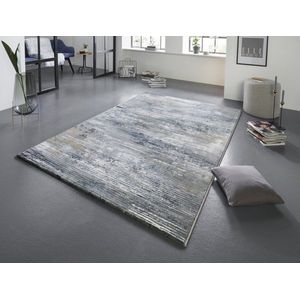 Flycarpets Elle Decoration - Modern Design Vloerkleed - Trappes - Zilver / Blauw / Groen - 80x150 cm