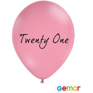 Ballonnen Twenty One Pink met opdruk Zwart (helium)