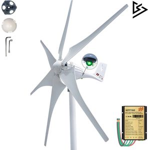 Windmolen Generator 600W - Windturbine 24V - Windmolen Bouwpakket 6 Bladen - Wit