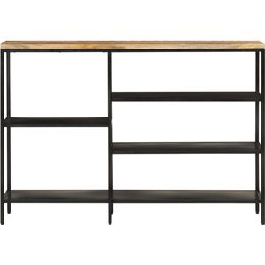 The Living Store Wandtafel 110x30x75 cm massief ruw mangohout en ijzer - Gangtafel - Wandtafel - Mangohout - Industrieel Design - Vintage