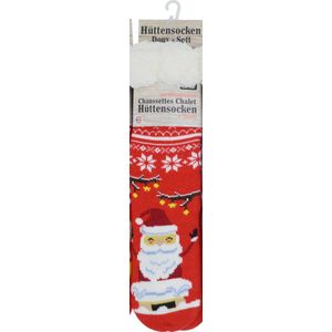 Kerstsokken - Happy unisex huissokken - Extra Warm en zacht - Anti-Slip - Huttensocken fantasie kerstman- one size