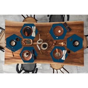 Placemats hexagon - Onderleggers placemats - Placemat zeshoek - Indigo - Palet - Kleuren - 6 stuks
