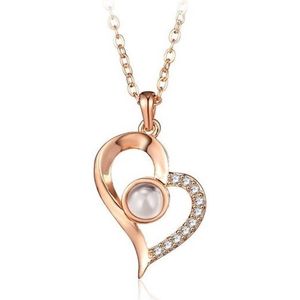 Liefdes ketting - Hartjes ketting - 100 Talen - Goudkleurig - Valentijn Cadeau - Liefdes ketting - Ik hou van je - in luxe geschenkzakje