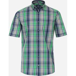 Redmond comfort fit overhemd - korte mouw - popeline - groen geruit - Strijkvriendelijk - Boordmaat: 45/46