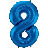 Cijfer 8 ballon blauw 86 cm