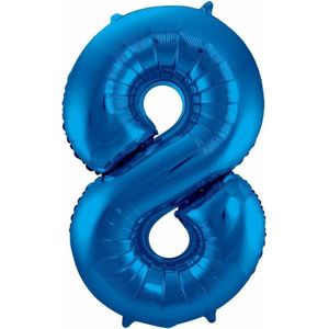 Cijfer 8 ballon blauw 86 cm