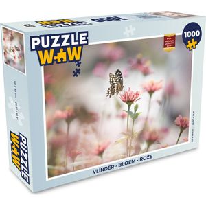 Puzzel Vlinder - Bloem - Roze - Legpuzzel - Puzzel 1000 stukjes volwassenen