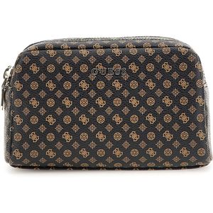 GUESS Utensil zak Double Zip Mocha Logo Multi Zwart